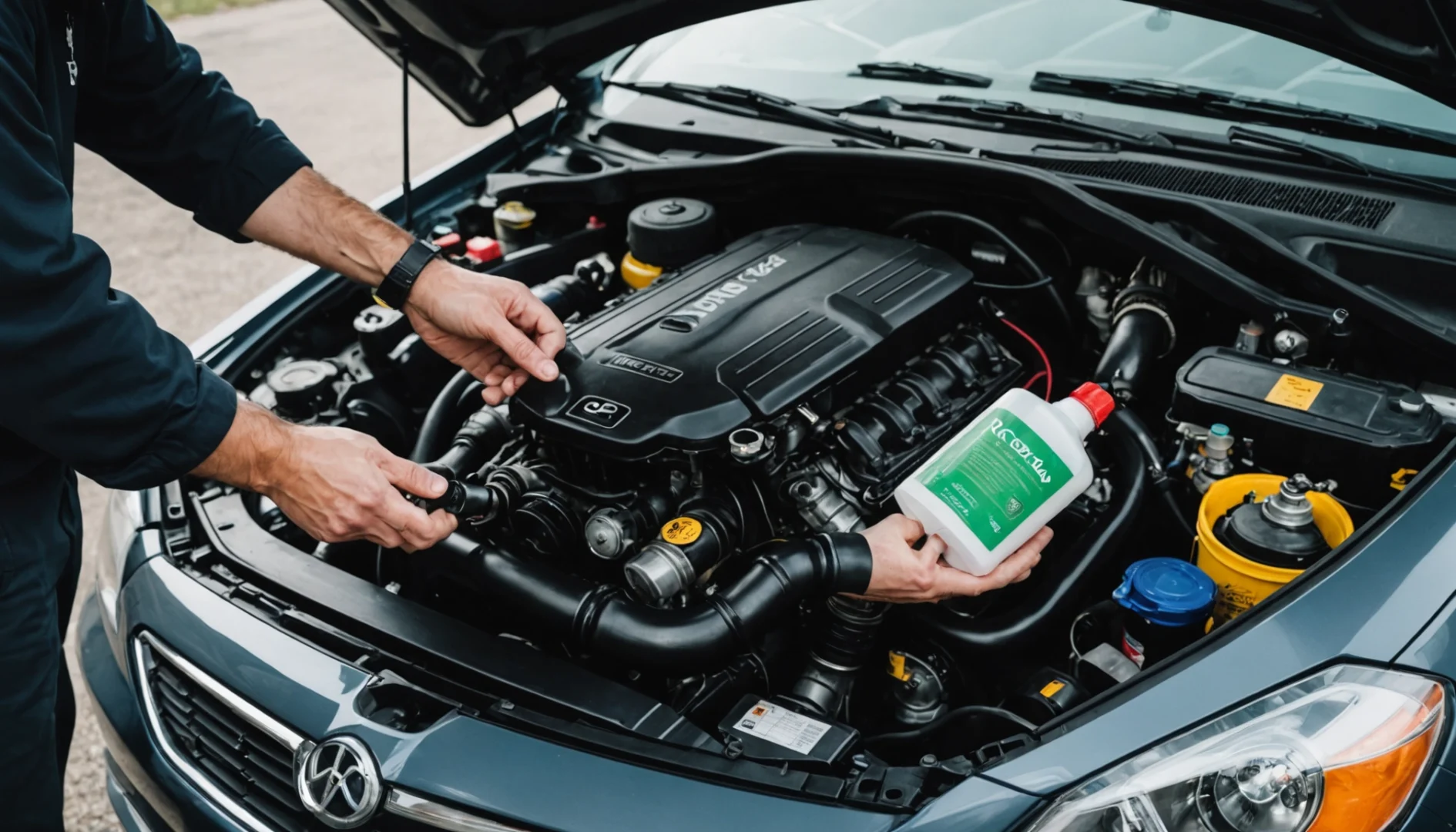 nettoyage du moteur de voiture